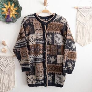 C & A Your Sixth Sense Vintage Mohair Blend Patchwork Knit Cardigan Size Medium